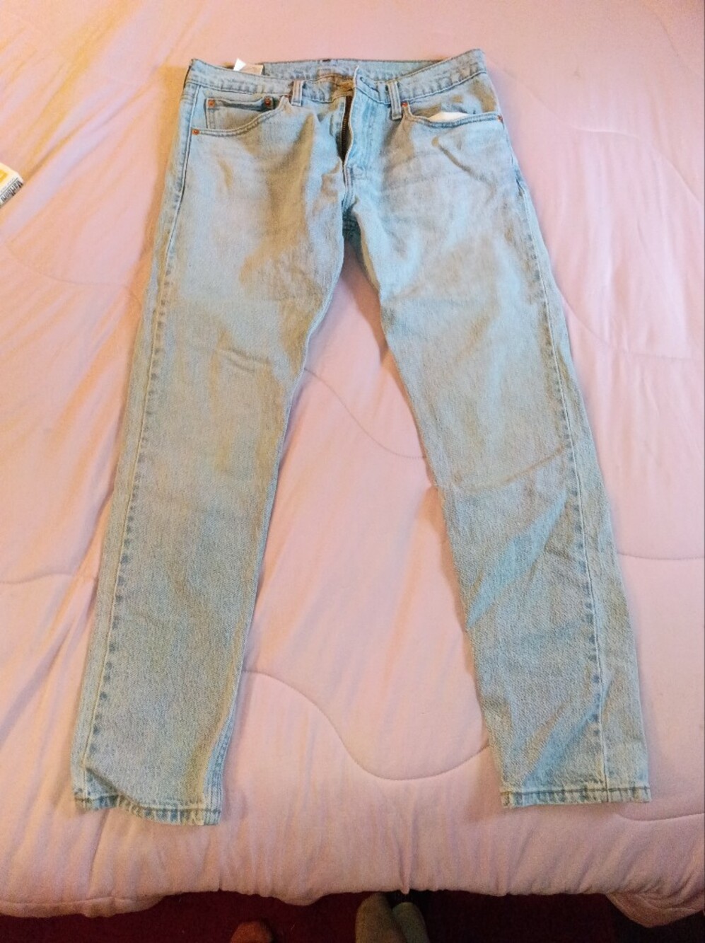Levi's 512 Perfectly Slimming Straightleg Baby Blue Jeans.